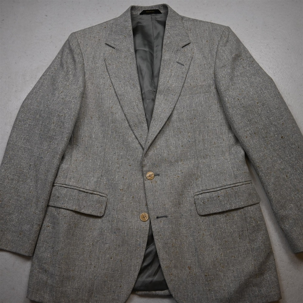 Vtg USA Made 38S Gray Fleck Slub Tweed Mens Blazer Suit Jacket Sport Coat